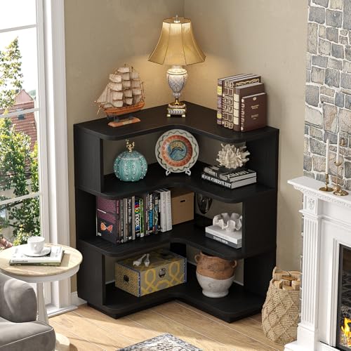 Corner Book Shelf, 4-Shelf L Shaped Corner Bookshelf with Baffle - view 2