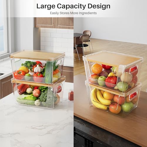2 Set Pantry Organizer and Stackable Storage Kitchen,Sturdy and Durable Storage Basket for Potato, Onion, Garlic, Fruit, Vegetable, Produce, Clear Plastic Storage with Lid&Handle - view 5