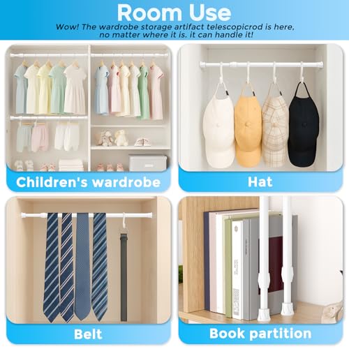 Tension Curtain Rod 12-20inches Small Tension Rods White Adjustable Spring Tension Curtain Rods 6 Pack Mini Curtain Rod Short for Cupboard Closet Rod Kitchen Drawers No Drill Cupboard Cabinets - view 4