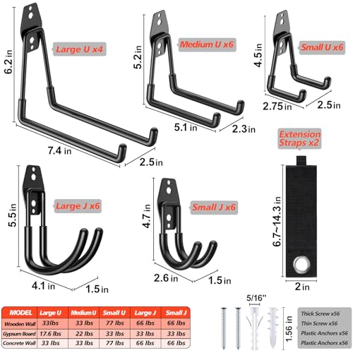 30-Pack Garage Hooks for Storage & Hanging Items, Save Space - view 2