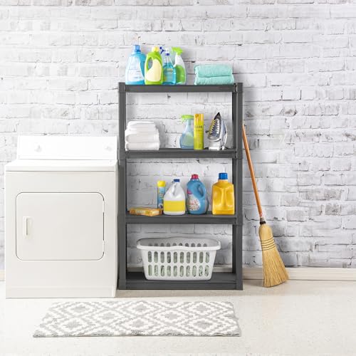 4 Shelf Unit, Heavy-Duty Shelving Storage and Utility Rack - Standing Plastic Organizer Shelves for Kitchen, Bathroom, and Garage - view 6