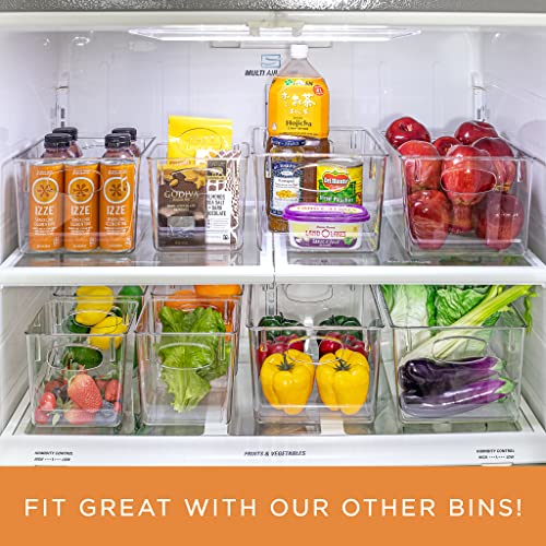 Clear Square Fridge Bins- Thick Sturdy Plastic Refrigerator Pantry Organizer- Versatile Non-Slip Stackable Cabinet Organization- Bath, Makeup, Food Snack Packet Organizer - 3 Pack - view 2