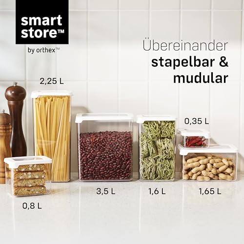 Clear Airtight Dry Food Containers with Lids | 2.25L Set of 4 | Organiser for pasta, spaghetti | BPA Free | Dishwasher Safe | Stacking Kitchen Storage | 12.5x9x28cm - view 5