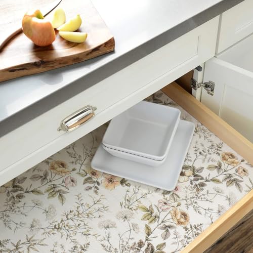 Boho Floral Leaf Shelf Drawer Liner for Cabinets Non-Adhesive - view 2