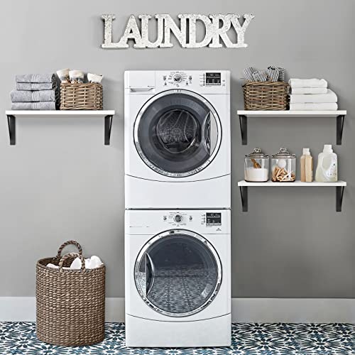 White Floating Shelves 24 inches Long Set of 3, 24 x 8 Inch Bathroom Wall Shelves Over Toilet for Towels, Modern Wood Mounted Storage Shelf for Bedroom Living Laundry Room Kitchen Office Closet - view 6