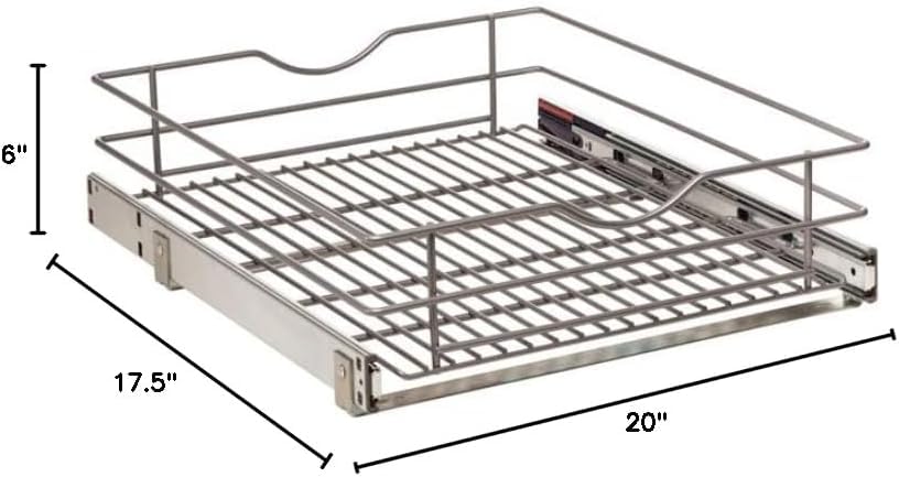 RS-MUB-17-FN 5 in. H x 18 in. W x 20 in. D Multi-Use Basket Silver Pull Out Cabinet Organizer, Frosted Nickel - view 3