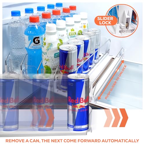 New Design Self Pushing Drink Organizer for Fridge - 5 Rows, Holds 25 Cans - view 4