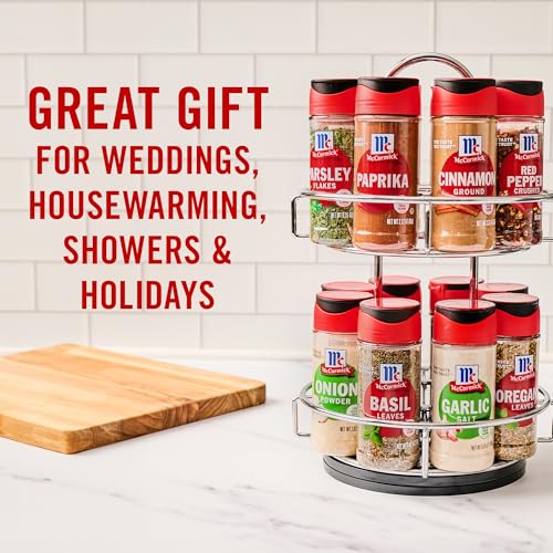 Spice Rack, Two Tier Chrome, Featuring 16 Herbs & Spices for Everyday Cooking, Great Gift for Housewarming, Wedding & Bridal Shower, 26.09 oz - view 4