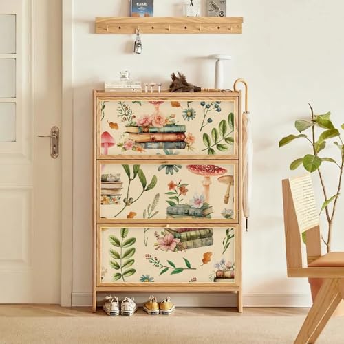 Adhesive Shelf Liner,Boho Floral Shelf Contact Paper for Cabinets,Vinyl Film Decorative Drawer Liners for Dresser Sticker (White Boho Floral, 17.3 inch x 118 inch) - view 4