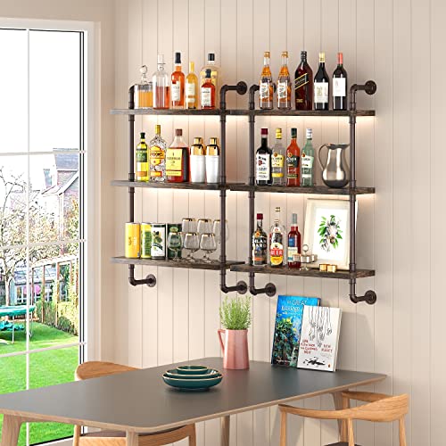 3 Tier Industrial Pipe Shelf Rustic Wood Floating Shelves,Wall Display Bookshelf,Storage Rack Sundries Holder for Kitchen Office Bathroom Organization and Home Decor (24inch) - view 5