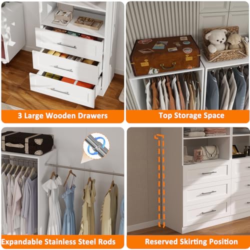 Closet System with 6 Drawers, 4-10.5FT Organizer System - view 4