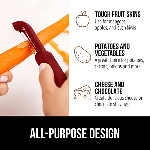 Swivel Vegetable Peeler and Pizza Cutter Wheel, Peeler is Dishwasher Safe,Pizza Cutter is Rust Resistant, Both in Red Color, 2 Item Bundle - view 5