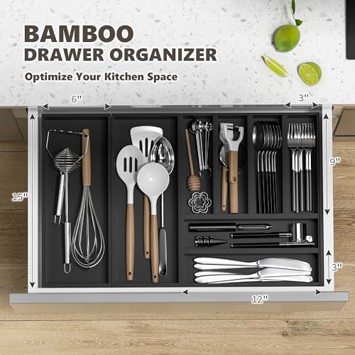 Bamboo Toilet Tank Tray, 15" x 6" x 2.5", Black - view 5