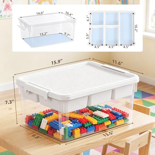 17 QT Plastic Storage Box Building Baseplate Lid Removable Tray - view 3