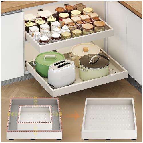 2Pc Pull out Cabinet Organizer,14"-21"W,17"-24"D,Expandable