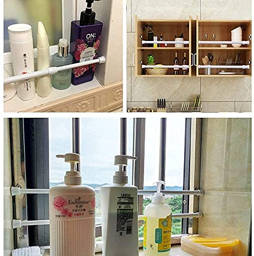 6 Pack Cupboard Bars Adjustable Spring Tension Rods White Refrigerator Bar Extendable Rod for DIY Projects, 15.7 to 28 Inches - view 6