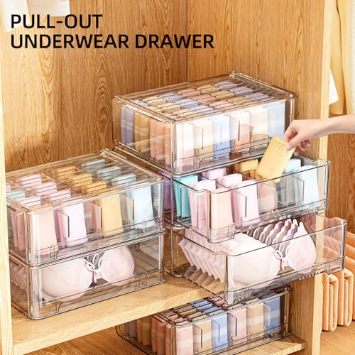 Underwear Drawer Organizer with Dividers, 24 Cell Stackable Sock Organizer for Closet, Plastic Underwear Storage Drawer for Closet, Bra Organizer for Baby Clothes, Panties, Belts, Ties, Scarf - view 2