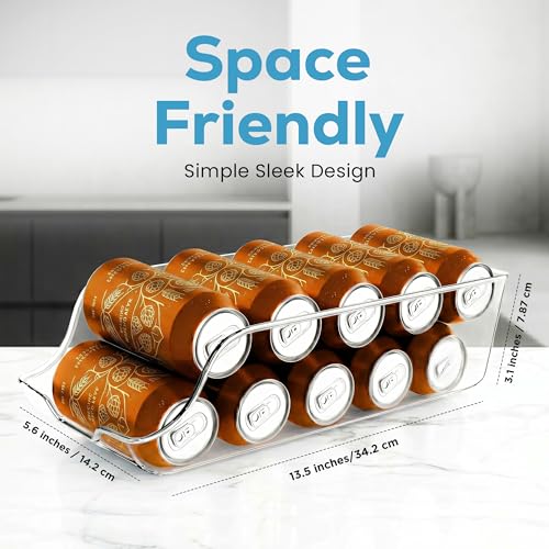 Soda Can Organizer for Refrigerator & Pantry, 2 Pack, Clear - view 3