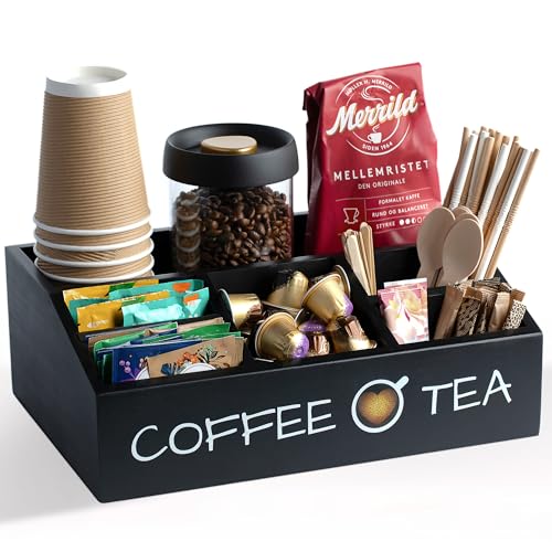 Coffee Station Organizer – Premium 2025 All-in-One Coffee Bar & Tea Organizer for Bar Accessories, Tea Storage, and Decor