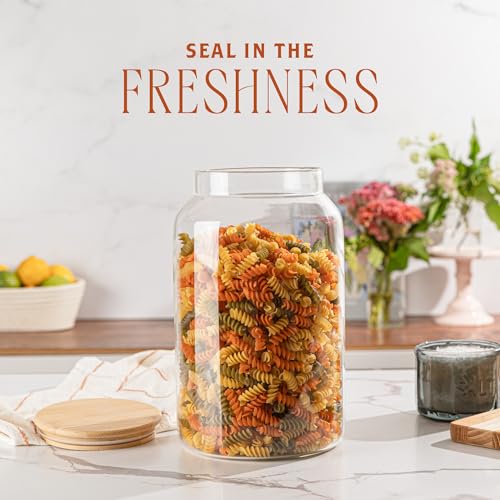 1 Gallon Glass Large Jar with Airtight Bamboo Lid - Strong Clear Borosilicate Canister for Kitchen Food Storage Organizing, Terrarium, Pantry Decorative Container & Laundry Room - Pack of 1 - view 3