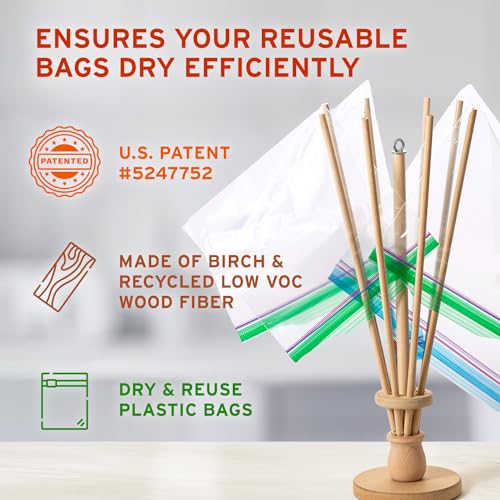 Plastic Bag and Bottle Dryer - Patented; Multi-Purpose Drying Rack Saves Money and the Planet. Folds for Easy Storage - view 5