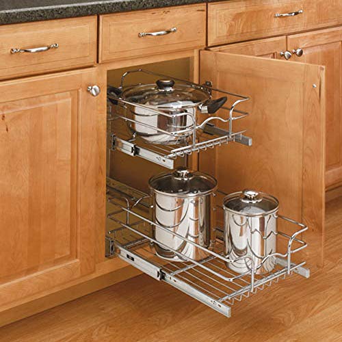 5WB2-1218-CR - 12 in. W x 18 in. D Base Cabinet Pull-Out Chrome 2-Tier Wire Basket - view 2