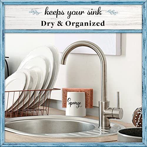 Sponge Holder for Kitchen Sink - Rustic Farmhouse Home & Kitchen Decor - White Ceramic - view 4