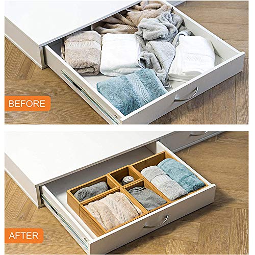 Set of 5 Bamboo Drawer Organizer Boxes, Desk Storage Box Kit, Drawer Storage Containers Tray Bins for Office, Kitchen, Bedroom, Children Room, Craft, Sewing - view 7