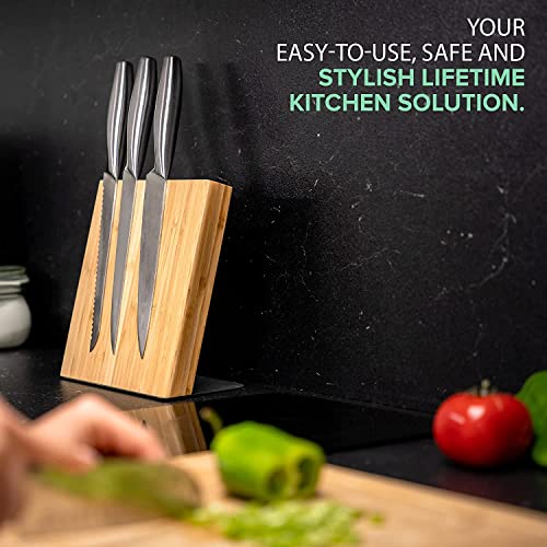 Magnetic Knife Block Without Knives - Magnetic Knife Holder for Safe, Clean & Tidy Knife Storage - Bamboo Knife Rack Magnetic Stand for Cooking Utensils & More - Elegant Magnetic Knife Rack - view 4