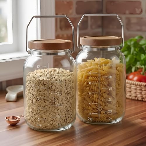 Glass Flour Sugar Storage Containers with Wood Lid and Handle - view 7