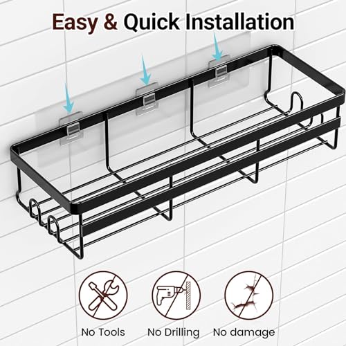 2 Pack Adhesive Shower Caddies, No Drill Bathroom Shelves, Large - view 4