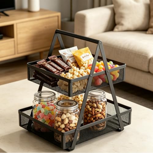 Snack Organizer for Countertop - 2 Tier Metal Snack Basket - view 6
