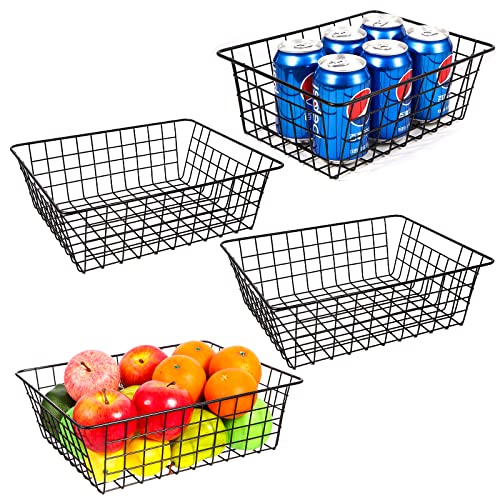Wire Baskets for Organizing 4 Pack Pantry Storage Baskets 13.2x10.4x4.3 in