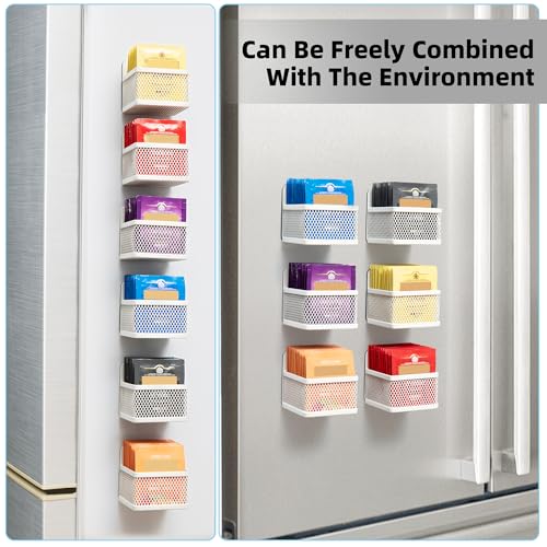 Magnetic Tea Bag Organizer, 6-Piece Metal Tea Organizers and Storage for Refrigerator, Counter, Idea Tea Gift for Tea Lovers (White) - view 5