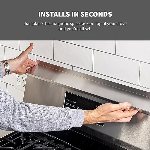 StoveShelf 30" Length White Magnetic Shelf for Kitchen Stove - Kitchen Storage Solution with Zero Installation - Over Stove Spice Rack Organizer - view 3