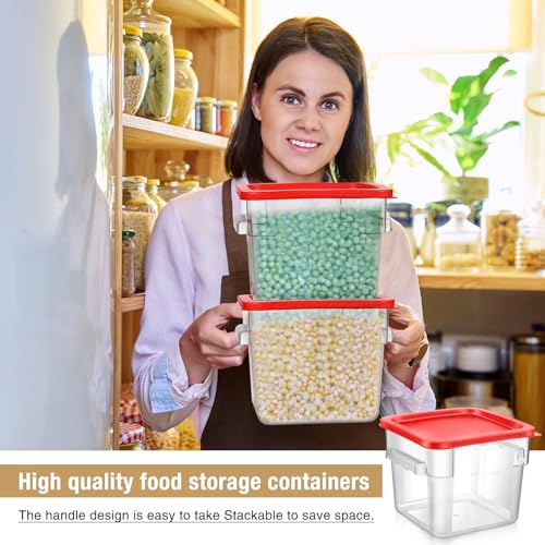 2 Pcs Square Clear Food Storage Container with Lid, Red, 6 Qt - view 3