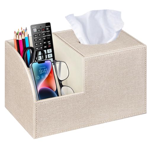 PU Leather Square Tissue Box Cover - Multi-Functional Tissue Box Holder