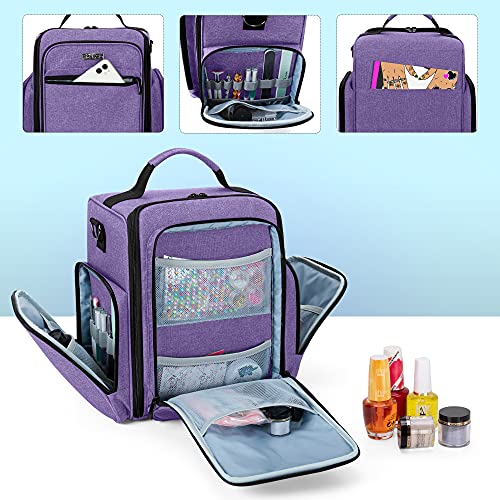 Nail Polish Organizer Holds 48 Bottles and a Nail Lamp, Purple - view 3
