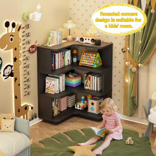 Corner Book Shelf, 4-Shelf L Shaped Corner Bookshelf with Baffle - view 5