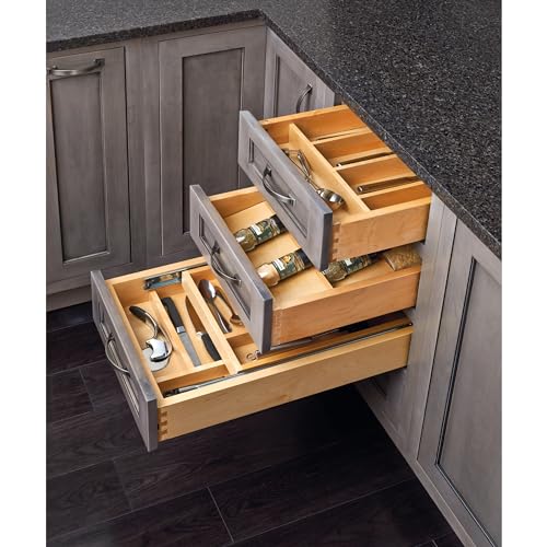 Trim-to-Custom-Fit Wooden Silverware Drawer Divider Organizer - view 5