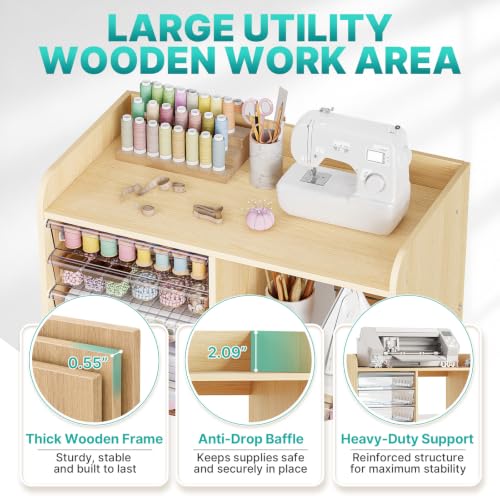 12-Drawer Storage Cabinet with Wooden Top,Open Shelf, Wood Grain - view 6