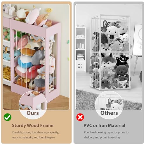 VontinT 50.6"W Toy Organizers and Storage with Stuffed Animal Zoo, Wooden - view 5