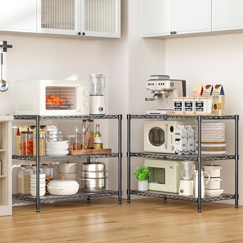 3-Tier Storage Shelves 450LBS Metal Shelving Unit, Adjustable Wire Rack Small Shelf Organizer with Shelf Liners for Kitchen Pantry Office Closet Garage 24" W x 14" D x 30.5" H Black - view 6