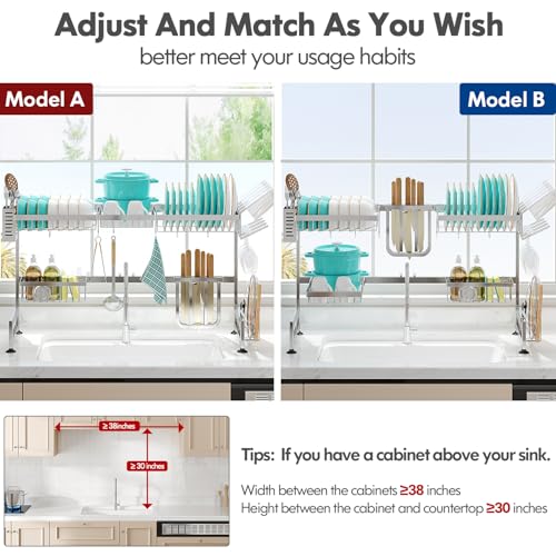 2 Tier Extra Large Stainless Steel Over The Sink Dish Drying Rack - view 5