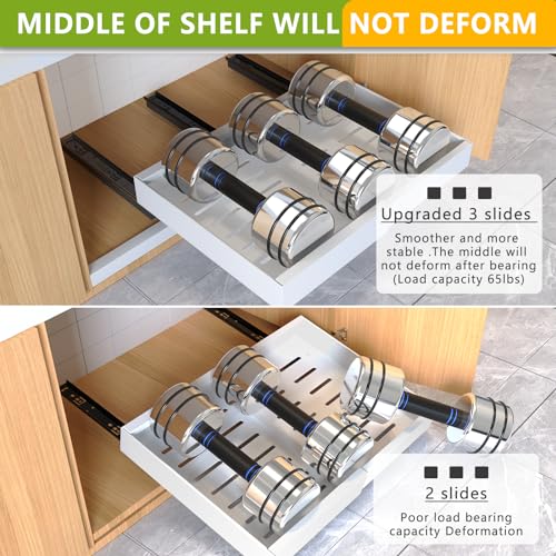 2 Pack Pull Out Cabinet Organizer 21" Deep Expandable Slide Out Drawer Organizers,No Drill Pull Out Drawers Adhesive with Nano Compatible Framed Cabinets Shelves For Kitchen Pantry Adjustable Width - view 5