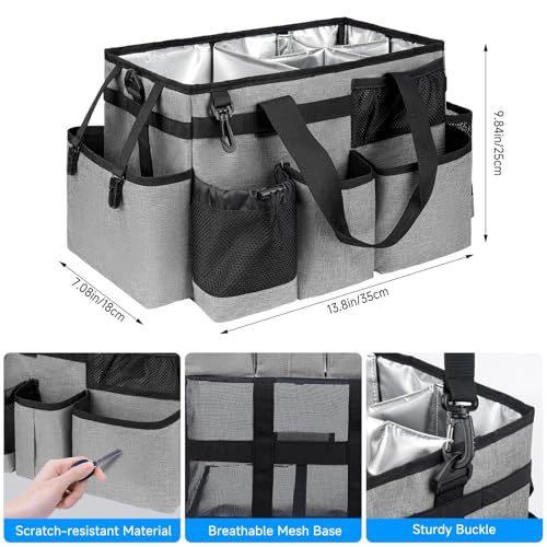 Cleaning Caddy Bag, Cleaning Supplies Organizer for Housekeepers, Housekeeping Caddy with Handle and Detachable Padded Cushion, Gray - view 4