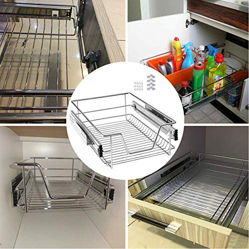 Telescopic Drawer for Kitchen Furniture - Removable Storage Basket - Save Space - Stainless Steel Rail - Measures 60 cm - view 4