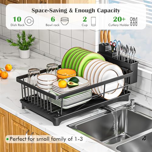 Dish Drying Rack for Small Kitchen Counter with Utensil Holder - view 3