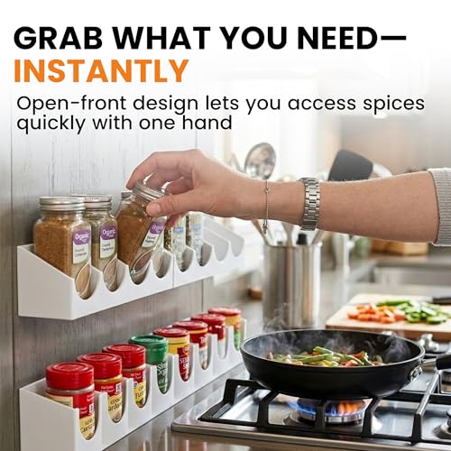 Square Spice Rack Organizer for Kitchen Cabinets – Multi-Compartment Storage System | Easy Screw-Mount Installation | Space-Saving Cylindrical Container Holder for Pantry - view 6