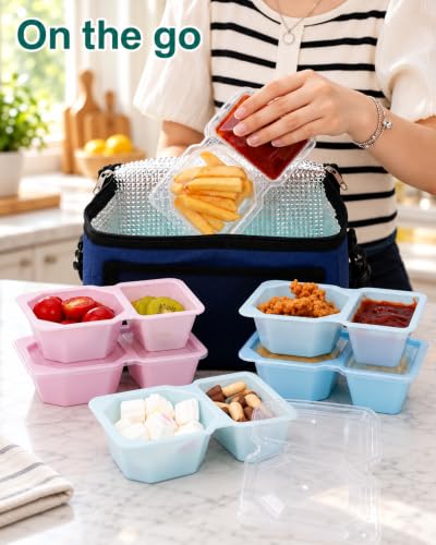 8 oz Snack Containers with Lids, Disposable, 5-Color Bundle, 10 Sets - view 6